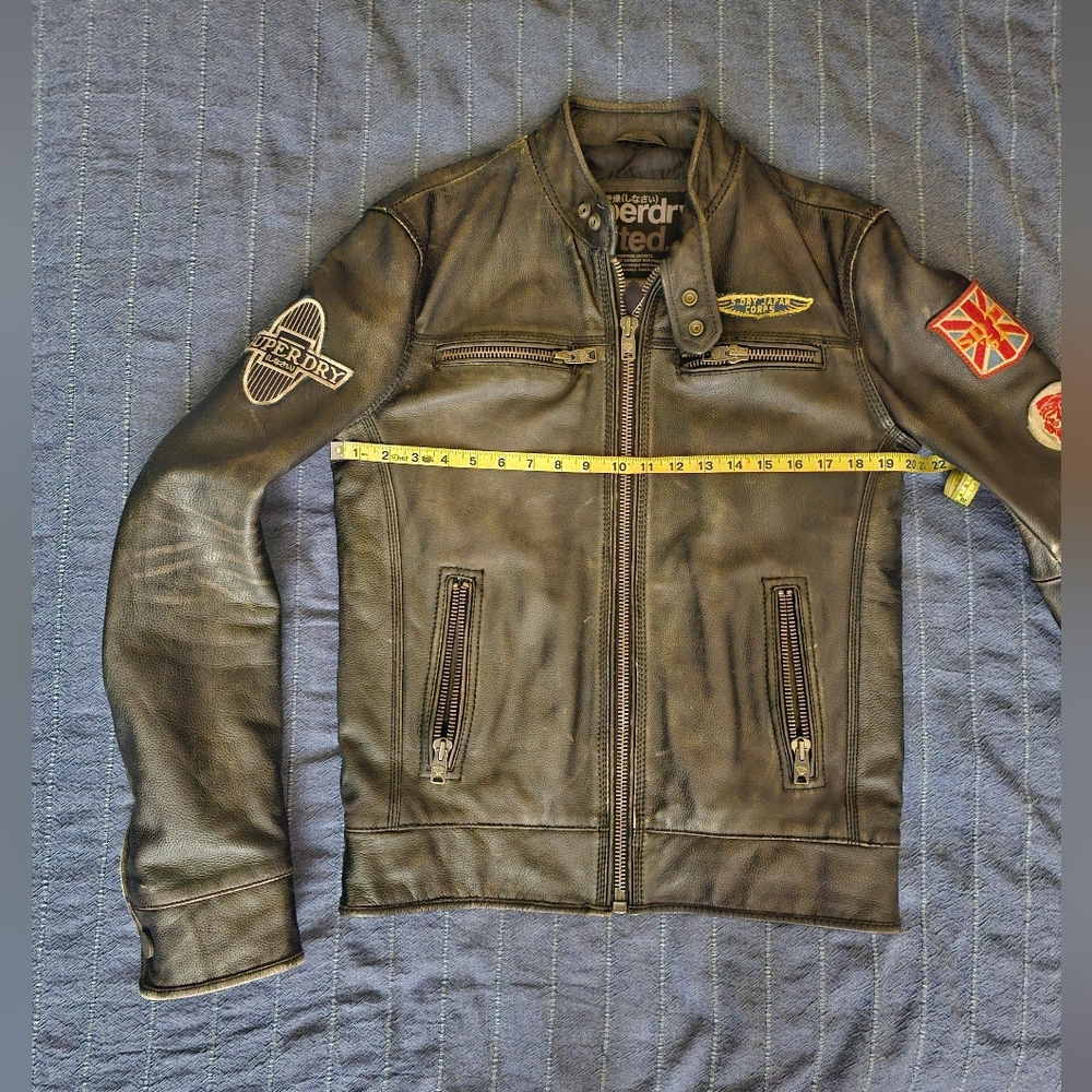 Superdry Leather Motorcycle Jacket  Indian Chief Black S